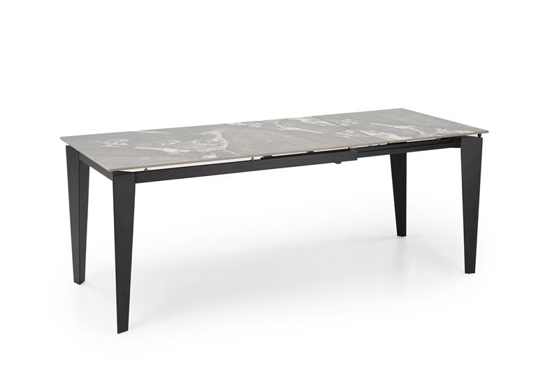 FELIX stôl jedálenský 141-201/81/76/124-18cm, mramor/oceľ,jaseň/čierny