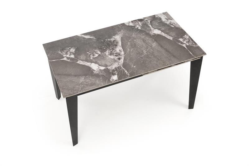 FELIX stôl jedálenský 141-201/81/76/124-18cm, mramor/oceľ,jaseň/čierny