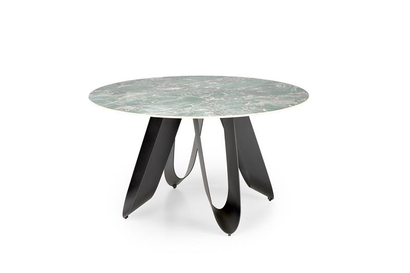 GIOVANI stôl jedálenský 135/76/60cm, mramor/oceľ, zelená/čierna