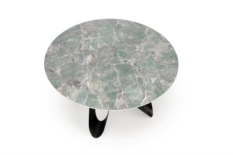 GIOVANI stôl jedálenský 135/76/60cm, mramor/oceľ, zelená/čierna