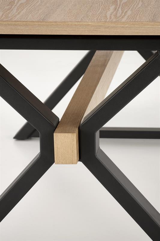 HENRY jedálenský stôl 180-300/100/75/13cm,MDF/oceľ, prírodná/čierna