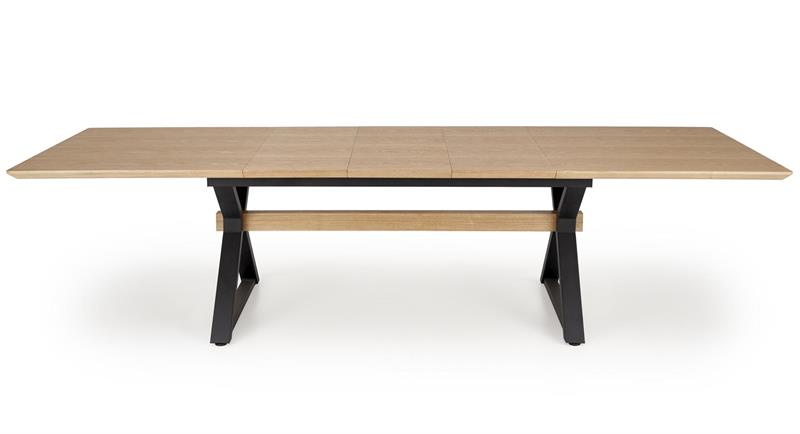 HENRY jedálenský stôl 180-300/100/75/13cm,MDF/oceľ, prírodná/čierna
