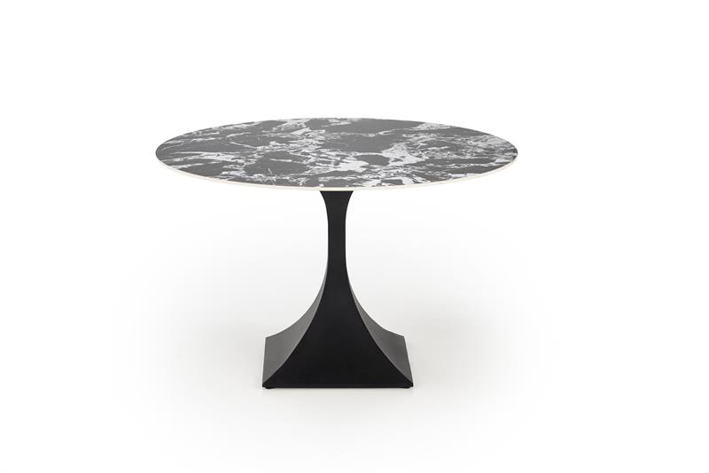 MANUEL jedálenský stôlokrúhly 120/77cm, mramor/oceľ, čierna/čierna