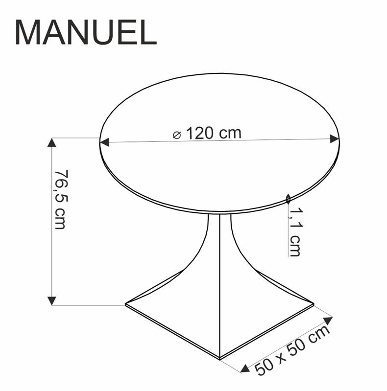 MANUEL jedálenský stôlokrúhly 120/77cm, mramor/oceľ, čierna/čierna