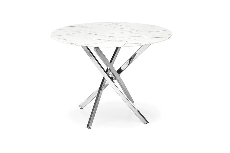 RAYMOND 3 jedálenský stôl okrúhly, 100/73cm, biely mramor/nohy strieborné