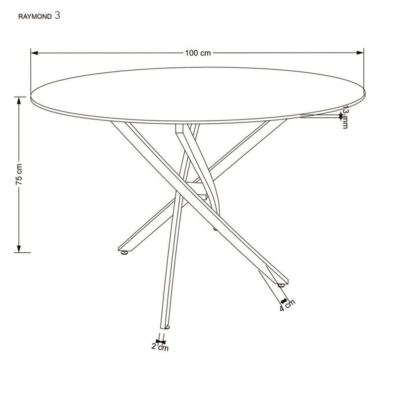 RAYMOND 3 jedálenský stôl okrúhly, 100/73cm, biely mramor/nohy strieborné