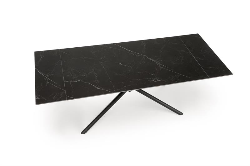 VITORINO jedálenský stôl 160-220/90/75/125cm, mramor/oceľ, čierna/čierna