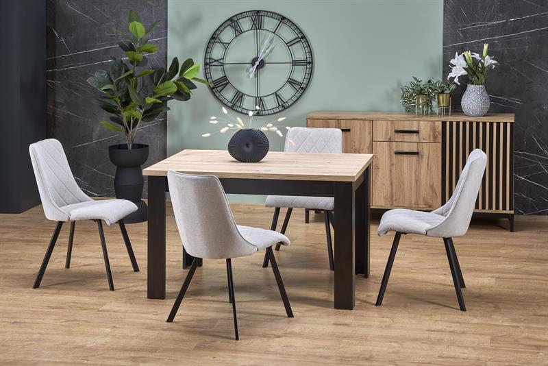 BAGIO stôl jedálenský, 120-160x80, doska lamin dub artisan/čierna