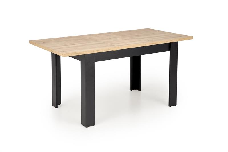 BAGIO stôl jedálenský, 120-160x80, doska lamin dub artisan/čierna