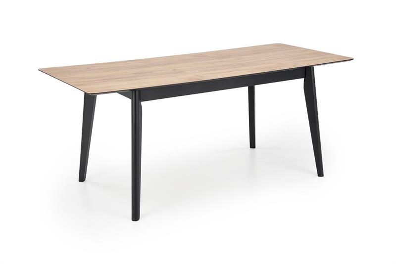 GULIAN jedálenský stôl 40-180/90/76/153cm,lamino/masív,dub wotan/čierna