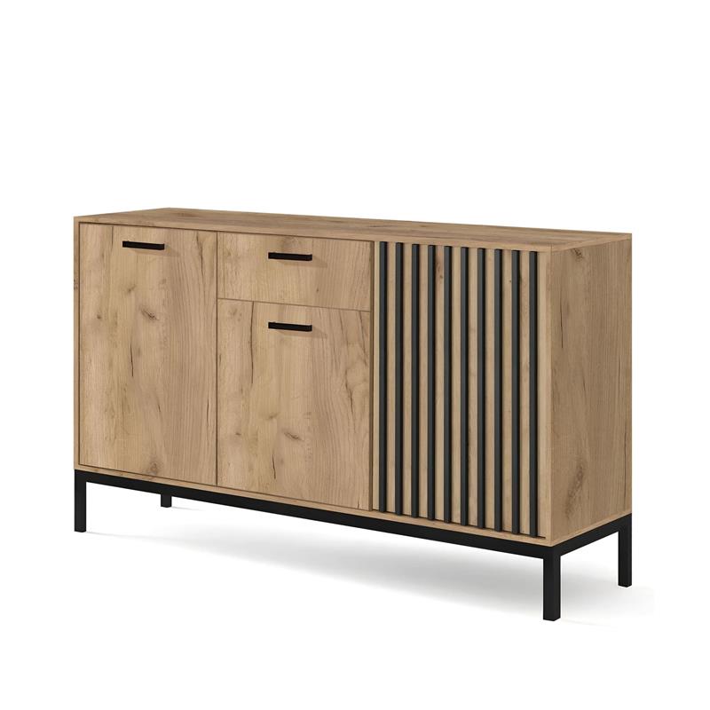 LAMINO KM-1 komoda 154/40/84cm, lamino/pvc, dub craft/čierna