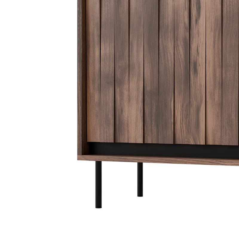 SWING KM-2 komoda 102/40/128cm, lamino/pvc/oceľ, orech/čierna