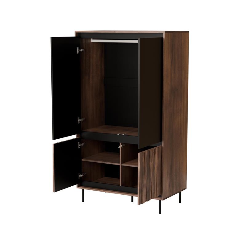 SWING S-1 skriňa 102/55/179cm, lamino/pvc/oceľ, orech/čierna