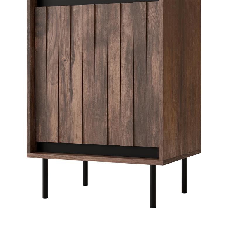 SWING W-1 vitrína 54/40/191cm, lamino/pvc/oceľ, orech/čierna