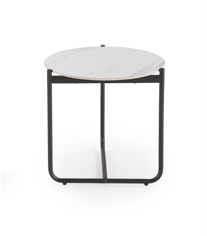 ACUNA S konferenčný stolík, 50/50/50 cm, mramor/oceľ, biely/ čierny