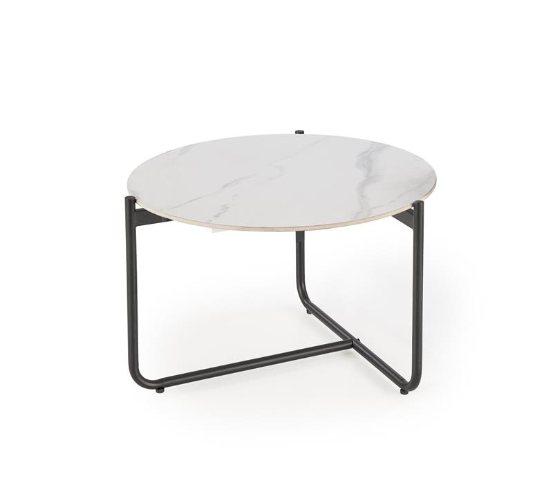 ACUNA konferenčný stolík, 60/60/40cm, mramor/oceľ, biely/ čierny