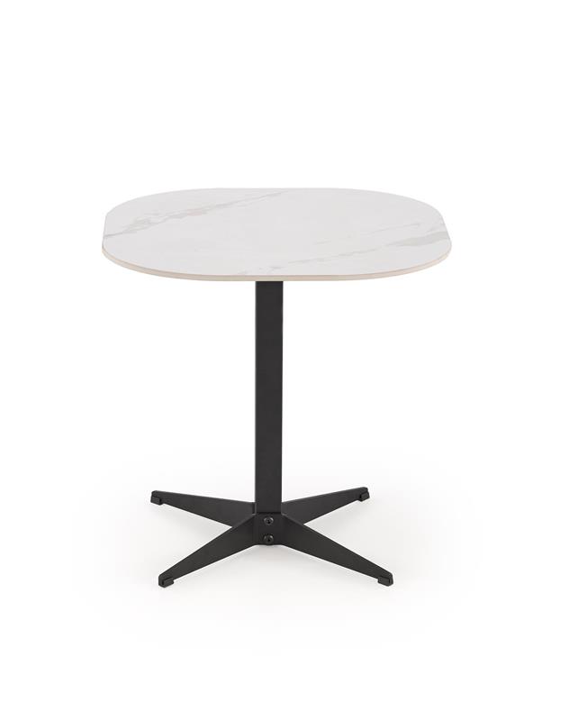 BORNA S konferenčný stolík, 50/50/50cm, mramor/oceľ, biely/ čierny