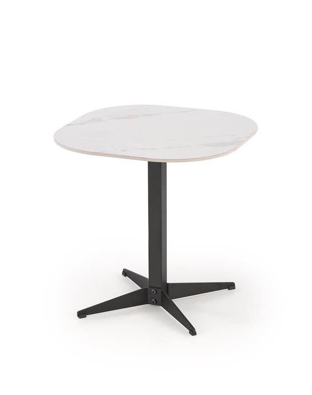 BORNA S konferenčný stolík, 50/50/50cm, mramor/oceľ, biely/ čierny