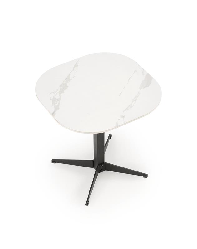 BORNA S konferenčný stolík, 50/50/50cm, mramor/oceľ, biely/ čierny