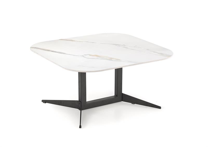 BORNA konferenčný stolík, 80/80/40cm, mramor/oceľ, biely/ čierny