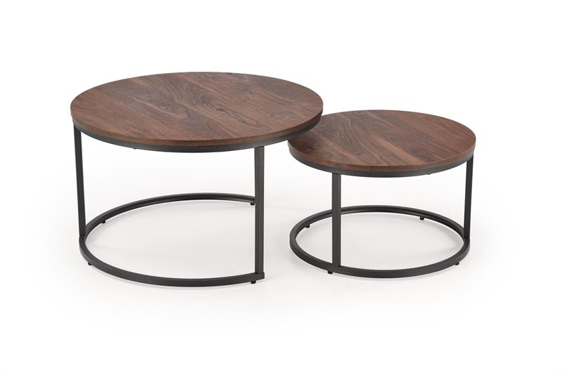 JAVA konferenčný stolík sada 2ks, mramor/oceľ, orech/čierna