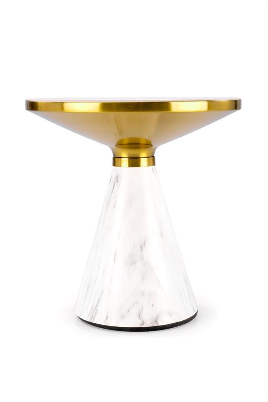 TALBI konferenčný stolík, 50/52 cm, mramor/oceľ-nerez, biela/zlatá