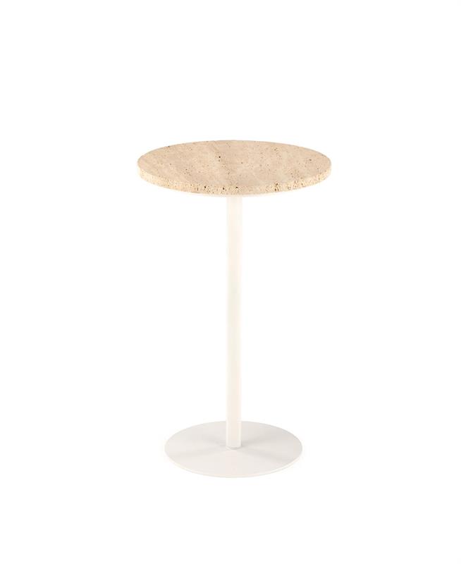 TRAVERSO konferenčný stolík,40/45cm,kameň travertín/oceľ,travertín/bie