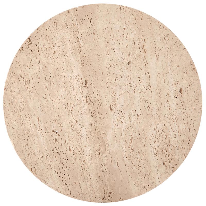 TRAVERSO konferenčný stolík,40/45cm,kameň travertín/oceľ,travertín/bie