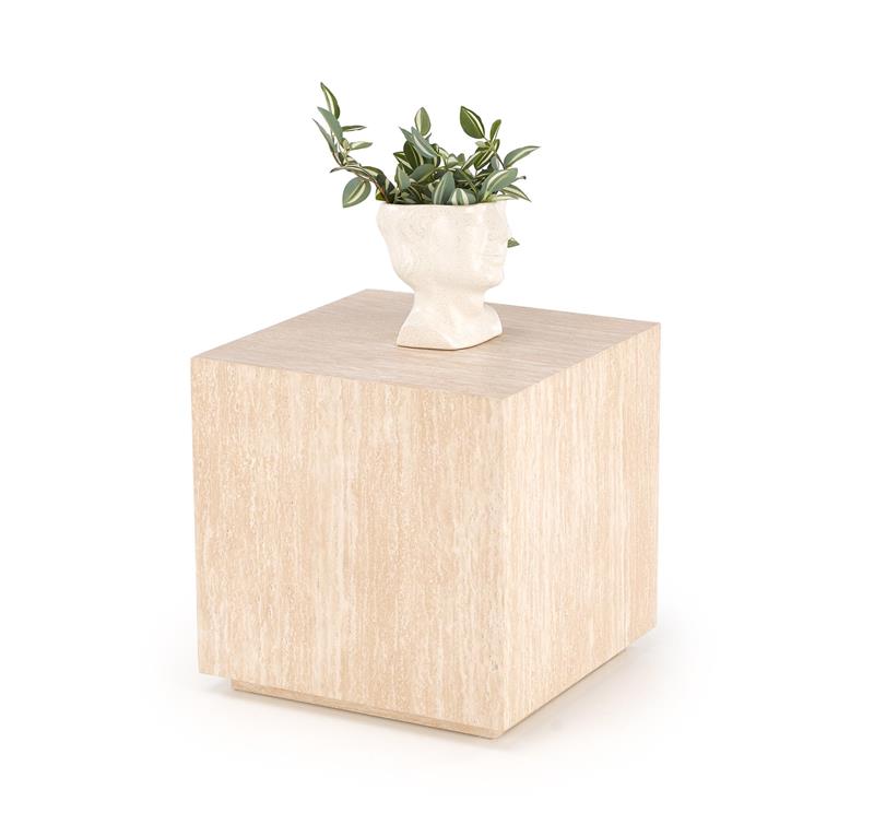 TRAVETINO S KWADRAT konferenčný stolík, 45/45/45cm, dyhovaná MDF, travertín