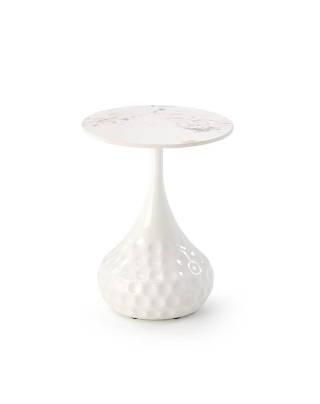 VERDE konferenčný stolík, 40/52cm, mramor/oceľ, biela/biela