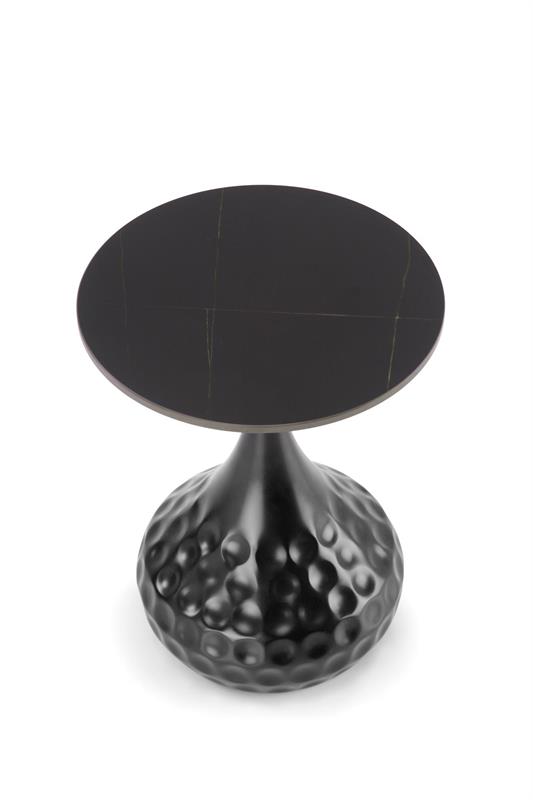 VERDE konferenčný stolík, 40/52cm, mramor/oceľ, čierna/čierna