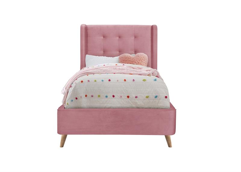 ESTELLA 90cm posteľ, látka zamat, ružová