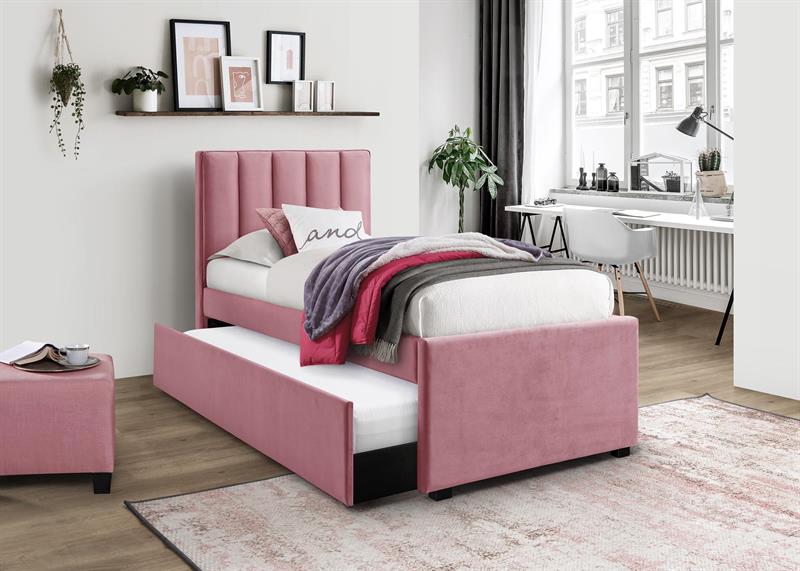 RUSO 90 posteľ s úložným prestorom, látka VELVET, ružová
