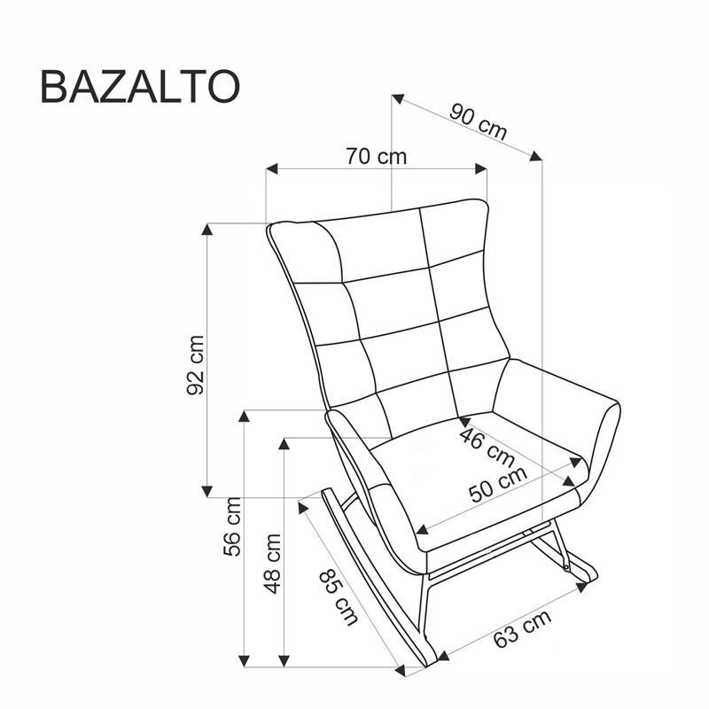 BAZALTO hojdacie kreslo,látka zamat/oceľ/drevo, horčicová BLUVEL 68