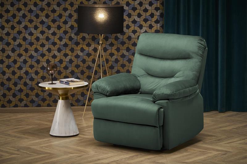 DRAGER kreslo rozkladacie , velvet/oceľ, tmavozelená