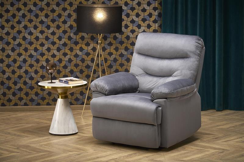 DRAGER kreslo rozkladacie , velvet/oceľ, sivá