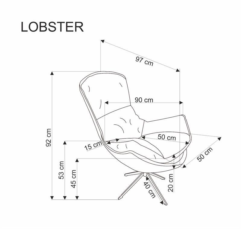 LOBSTER oddychové kreslo, ekokoža/ oceľ, béžová HAGA#30 / khaki