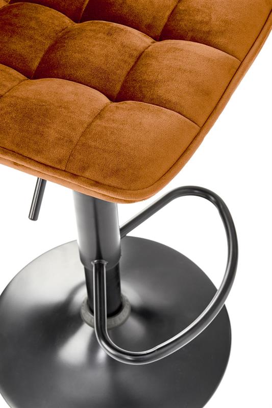 HOKER H95 barová stolička, látka Velvet škoricová/oceľ čierna