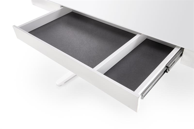 B-52 písací stolík, nastav.výška+displey+USB, sklo/kov, bialy