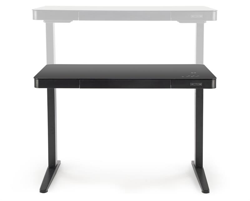 B-52 písací stolík, nastav.výška+displey+USB, sklo/kov, čierny