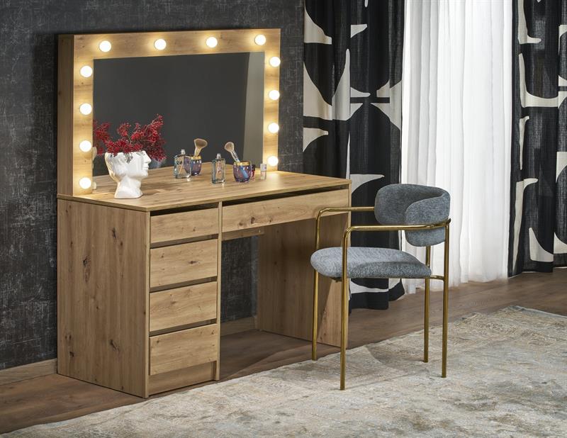 HOLLYWOOD XL toaletný stolík, dyhovaná doska dub artisan,s LED osvetl.