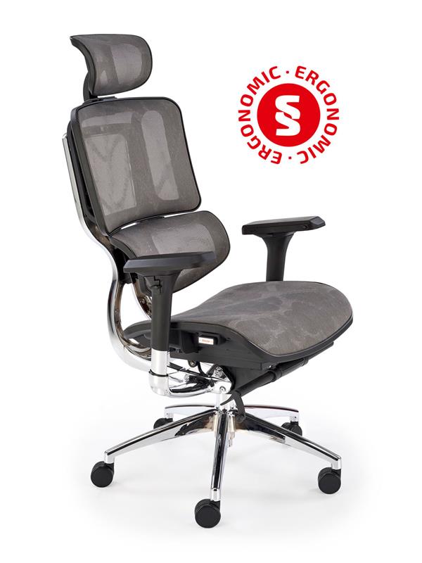 ETHAN kancelárske kreslo otočné s mechanizmom,hliník/sieťovina šedá