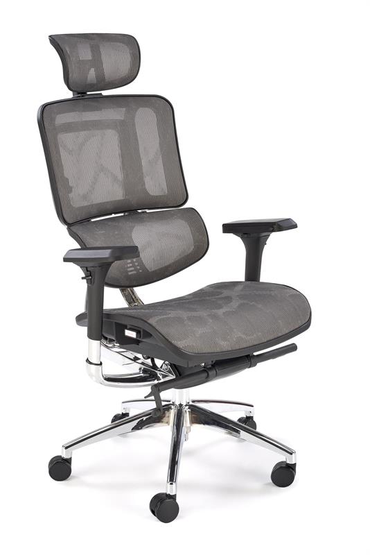 ETHAN kancelárske kreslo otočné s mechanizmom,hliník/sieťovina šedá