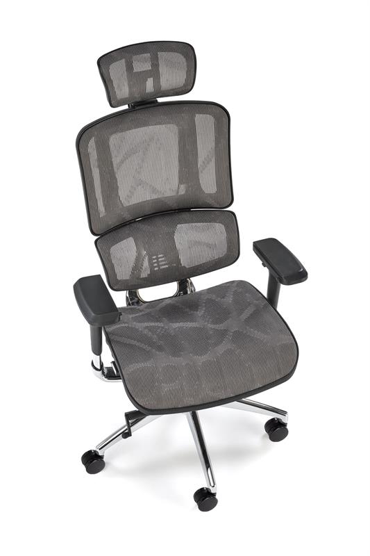 ETHAN kancelárske kreslo otočné s mechanizmom,hliník/sieťovina šedá