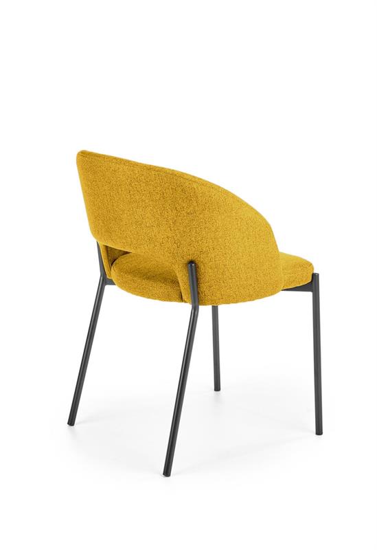 K373 stolička jedálenská, látka velvet horčicová/nohy kov čierne