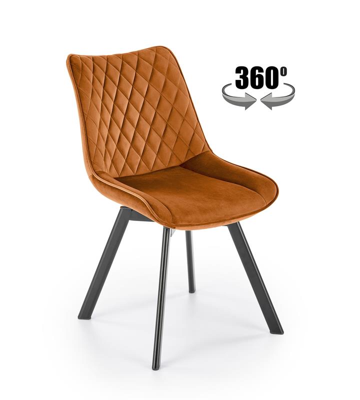 K520 jedálenská stolička, otáčacia, látka velvet, škoricová