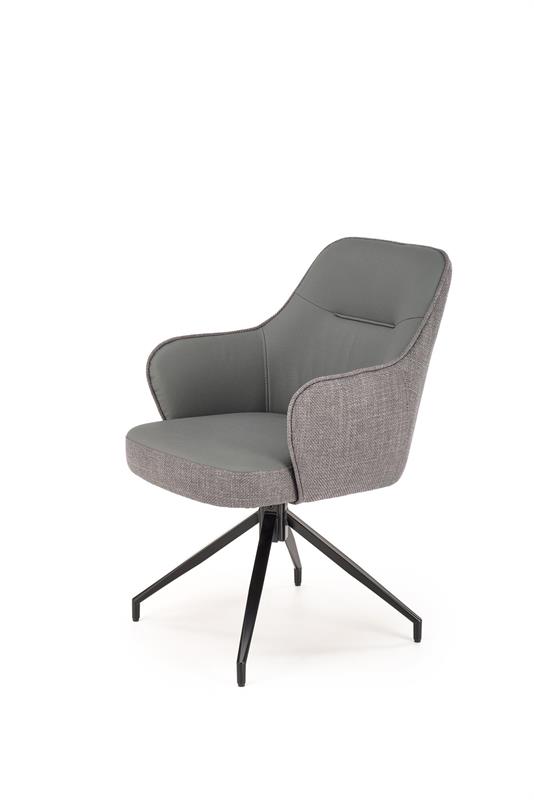 K527 jedálenská stolička otočná, látka velvet, sivá/svetlosivá