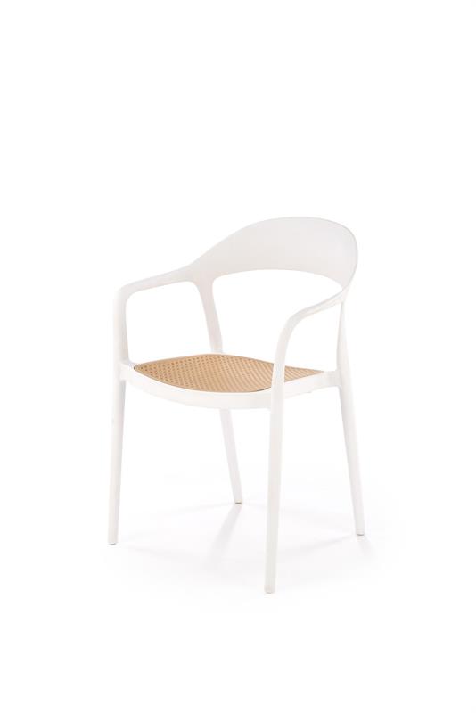 K530 stolička, PVC, biela/ prírodná