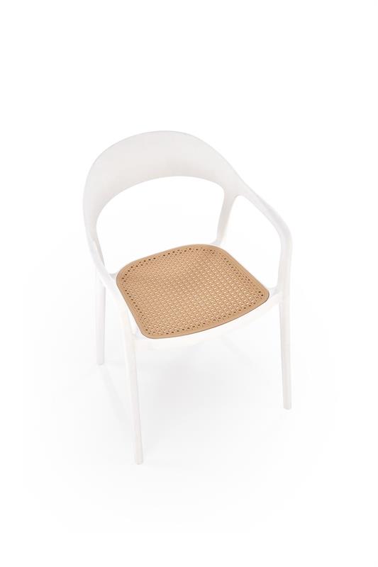 K530 stolička, PVC, biela/ prírodná
