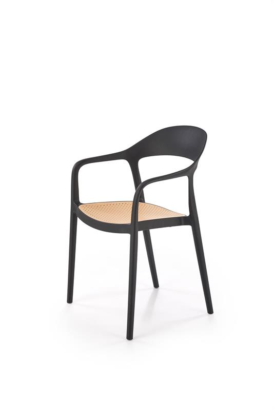 K530 stolička, PVC, čierna/ prírodná
